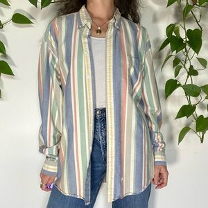 🌹 SOLD 🌹 Dockers 🌾 Pastel Striped Button Down Long Sleeve Shirt Size Large